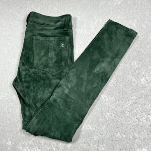 Rag & Bone Pants Womens Size 26 Scarab Green Lamb Suede Leggings Skinny Pockets